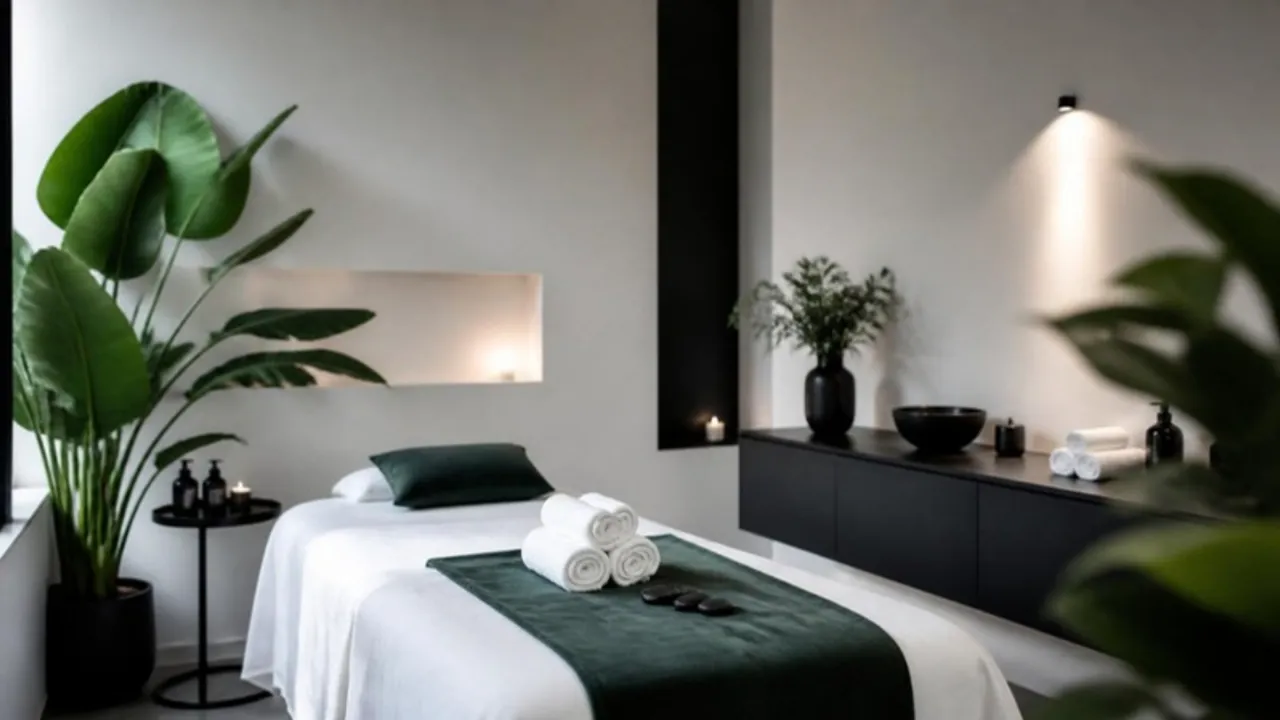 Serene day spa massage room