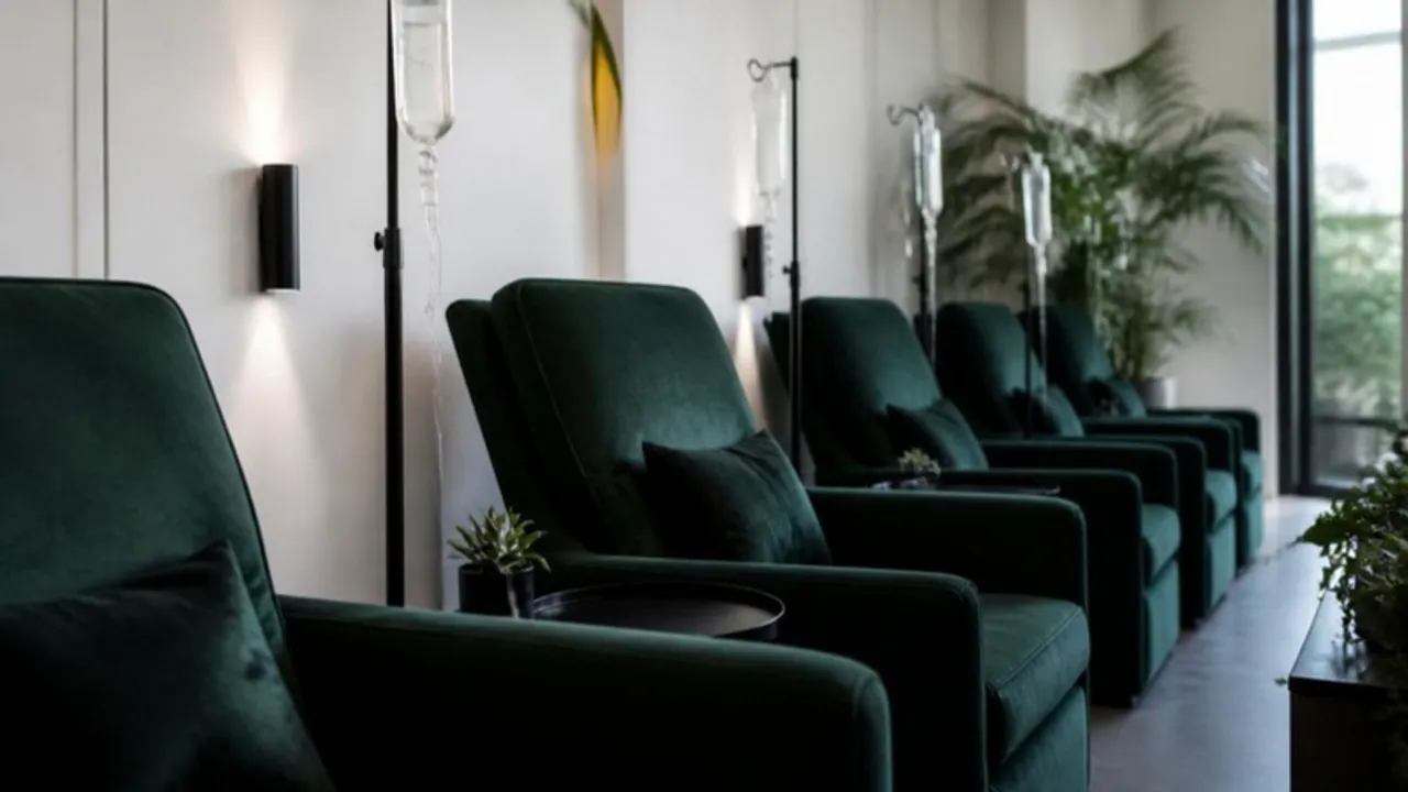 IV therapy and longevity lounge with emerald recliners
