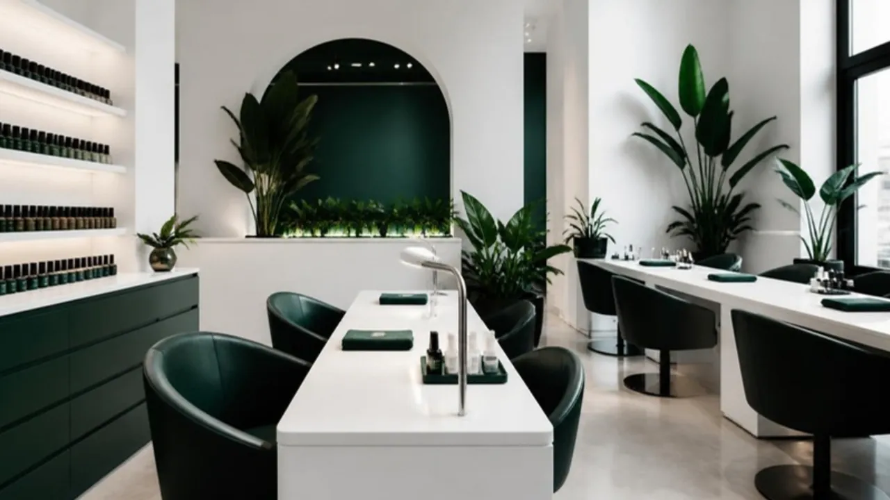 Modern nail studio with manicure tables