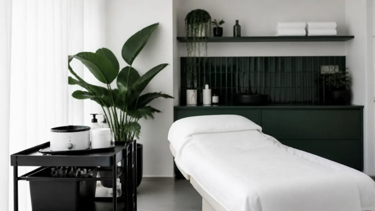 Clean waxing studio treatment room