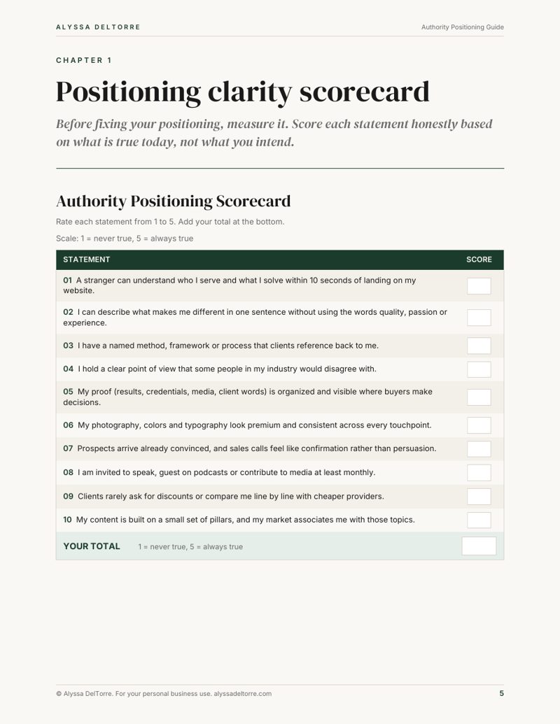 Authority Positioning Guide sample page