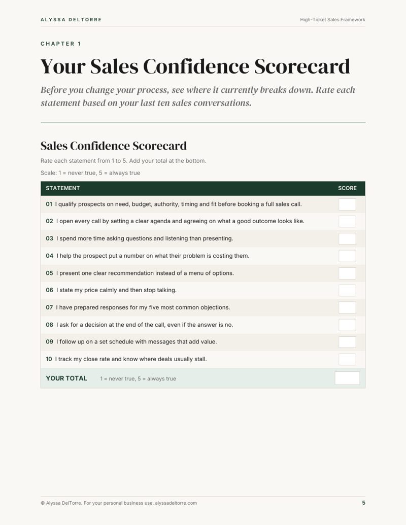 High-Ticket Sales Framework sample page
