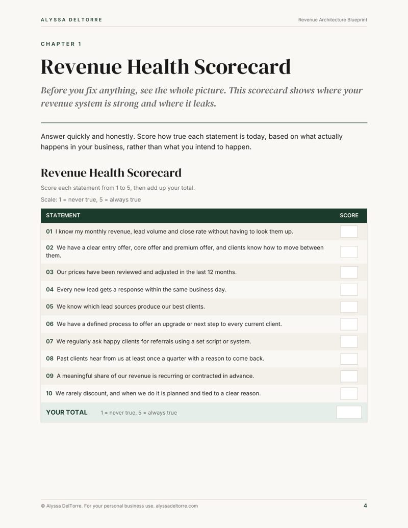 Revenue Architecture Blueprint sample page